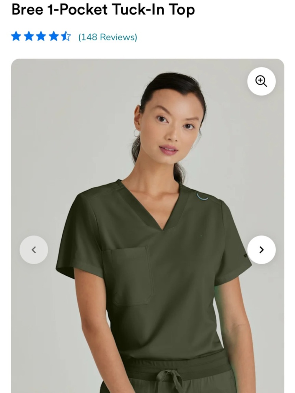 EUC Greys Anatomy Bree olive green scrub top - S